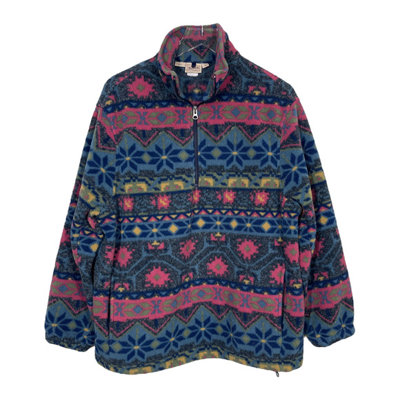 Woolrich Jackets & Blazers - Vintage Woolrich Floral Fair Isle Aztec Printed Fleece Pullover XL Gorpcore
